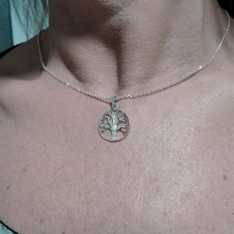 Collar Colgante Árbol de la Vida Plata para Mujer Incluye Cadena de Plata de 45 cm y Estuche para Regalo