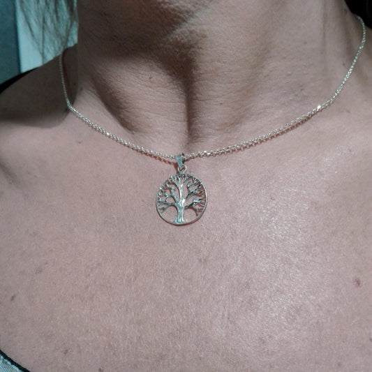 Collar Colgante Árbol de la Vida Plata para Mujer Incluye Cadena de Plata de 45 cm y Estuche para Regalo