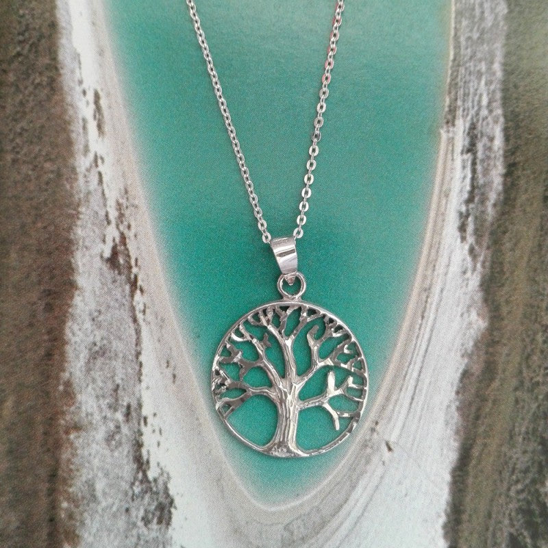 Collar Colgante Árbol de la Vida Plata para Mujer Incluye Cadena de Plata de 45 cm y Estuche para Regalo