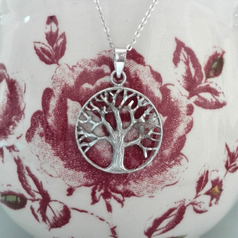 Collar Colgante Árbol de la Vida Plata para Mujer Incluye Cadena de Plata de 45 cm y Estuche para Regalo