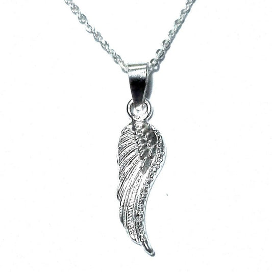 Collar Colgante Ala de Angel de Plata para Mujer con terminación brillante Incluye Cadena de plata de 45 cm y Estuche para Regalo - Alylo Silver