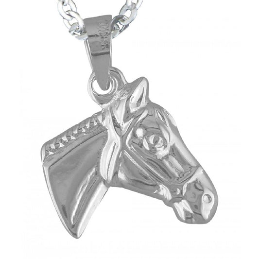Collar Colgante con Forma de Cabeza de Caballo en Plata, para Mujer. Incluye Cadena de Plata de 45 cm y Estuche para Regalo