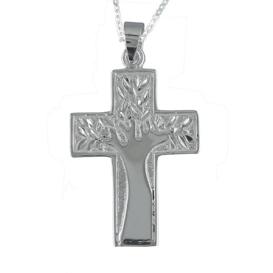Collar Colgante Cruz de Plata con el Árbol de la Vida Incluye Cadena de Plata de 45 cm y Estuche para Regalo - Alylo Silver