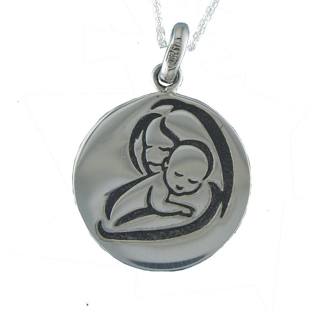 Medalla Madre e Hijo Colgante Plata de Ley 925 Alylosilver con Estuche