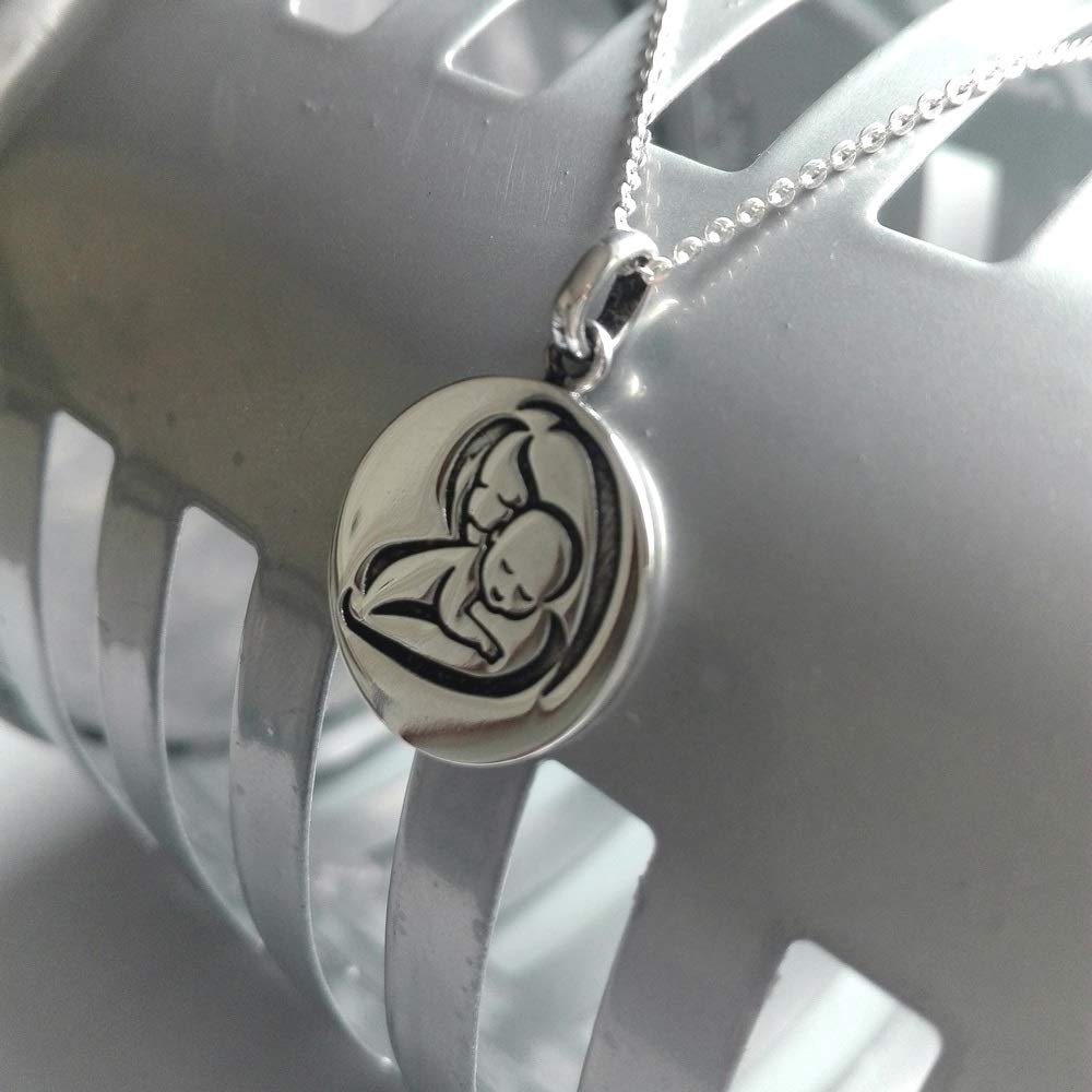 Medalla Madre e Hijo Colgante Plata de Ley 925 Alylosilver con Estuche - Imagen 4