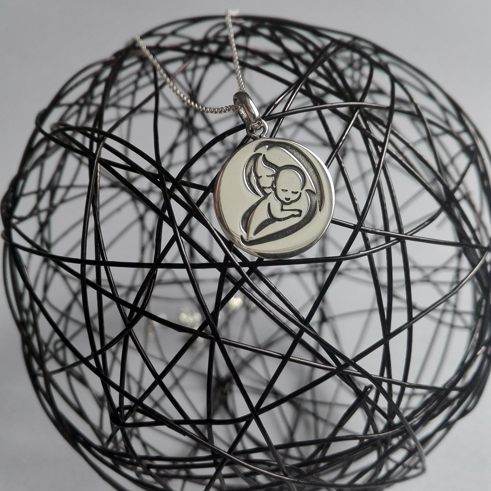 Medalla Madre e Hijo Colgante Plata de Ley 925 Alylosilver con Estuche - Imagen 3