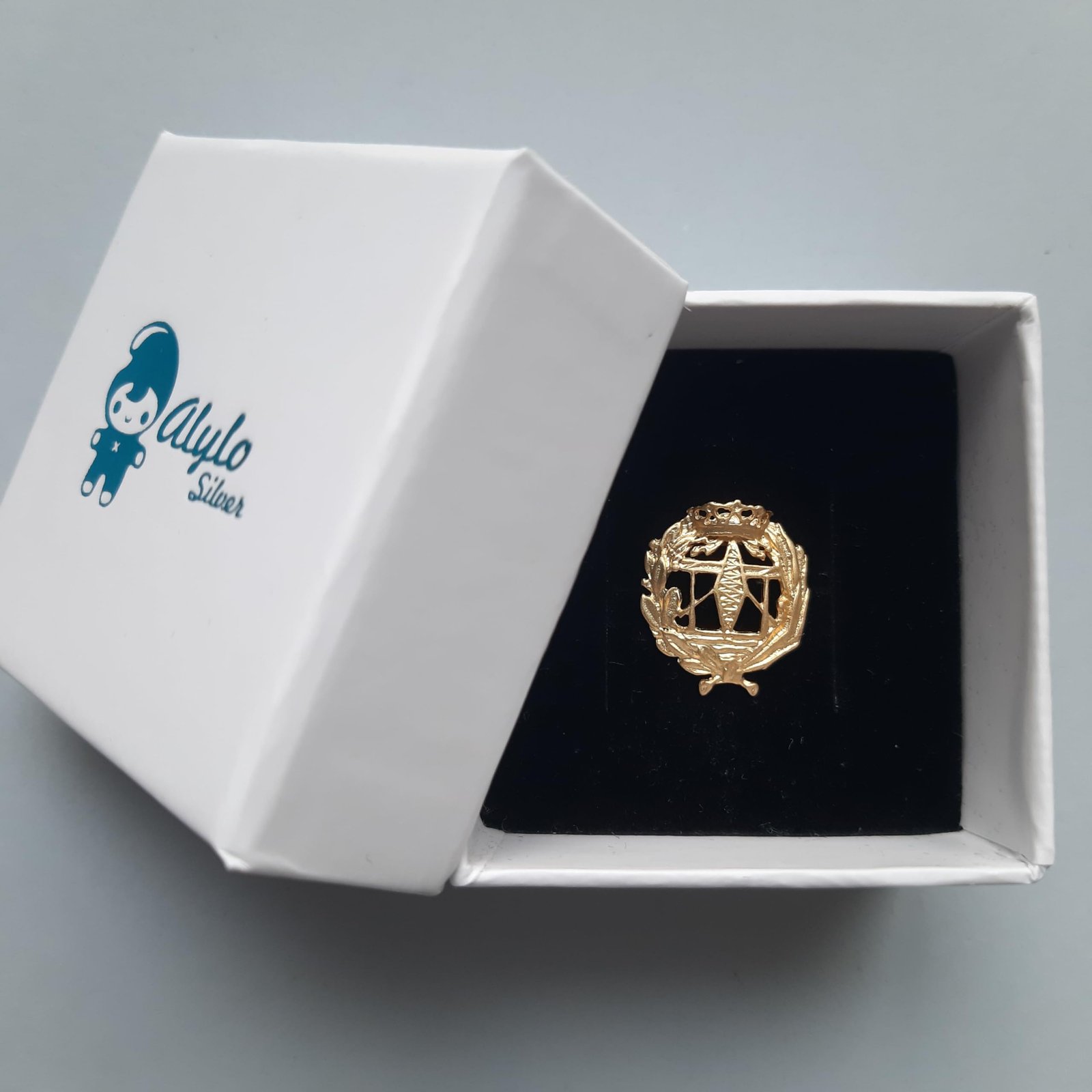 Insignia Telecomunicaciones Chapada en Oro 925 Alylosilver con Estuche - Imagen 2