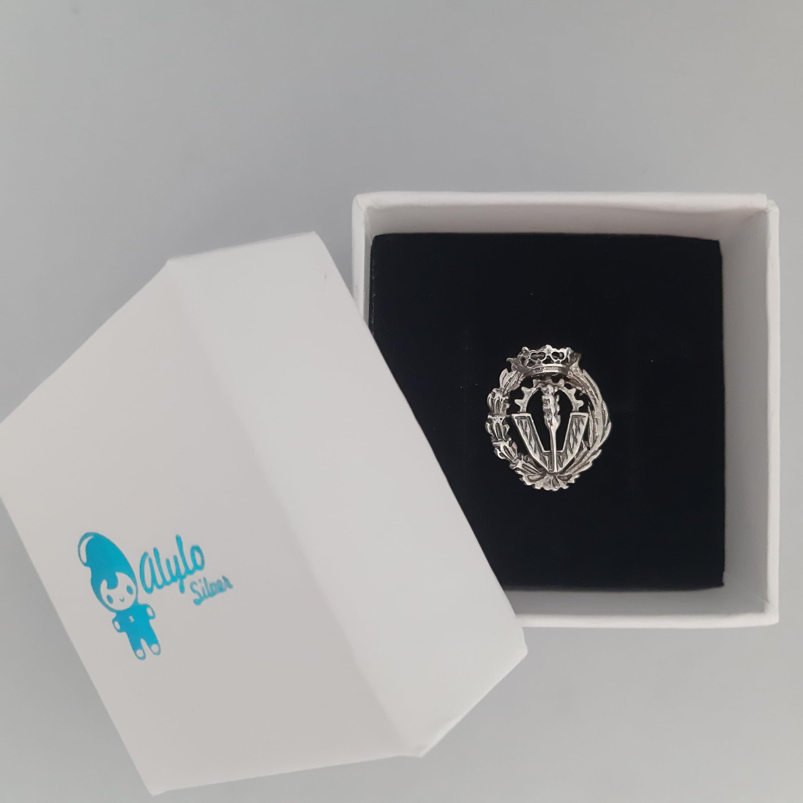 Insignia Ciencias Políticas Plata de Ley 925 Alylosilver con Estuche - Imagen 2